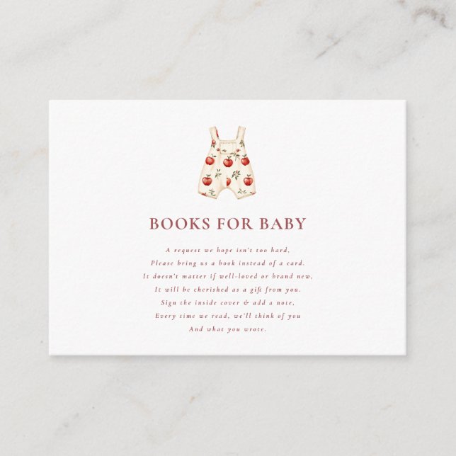 Carte D'accompagnement Livres Apple rouges modernes pour demande de Baby  (Devant)