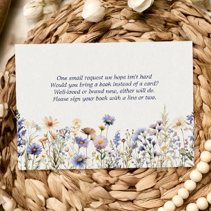 Carte D'accompagnement Livres aquarelle boho fleur sauvage bleue pour béb