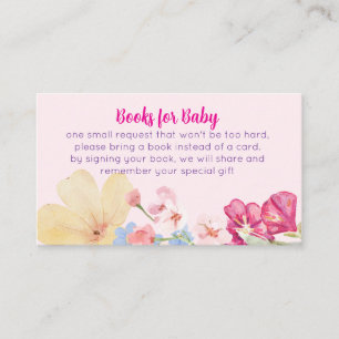 Carte D'accompagnement Livres aquarelle de fleurs sauvages pour bébé