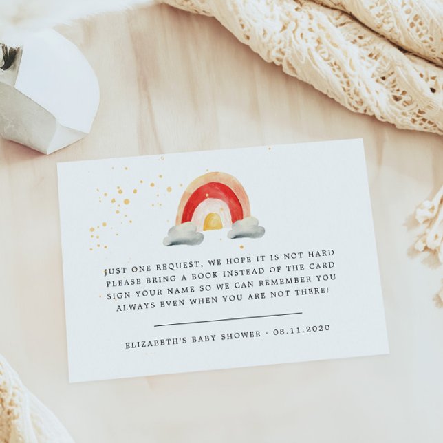 Carte D'accompagnement Livres arc-en-ciel mignons bohèmes pour bébé  (Créateur téléchargé)