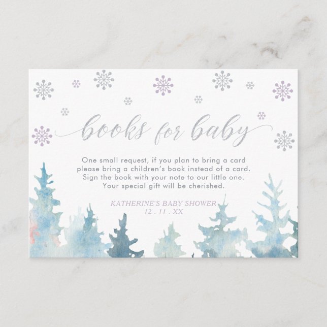 Carte D'accompagnement Livres Argent & Purple Winter Wonderland pour bébé (Devant)