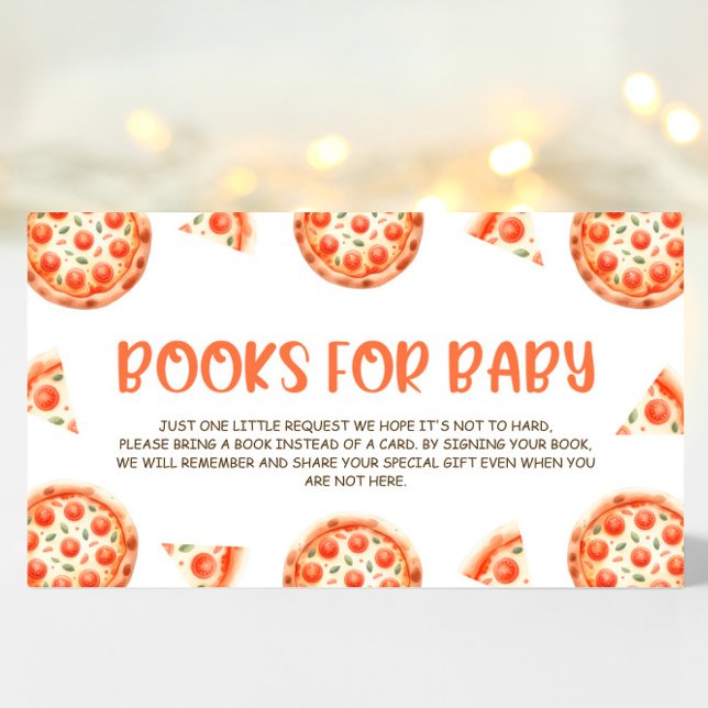 Carte D'accompagnement Livres Baby shower Pizza Pour Bébé (Créateur téléchargé)