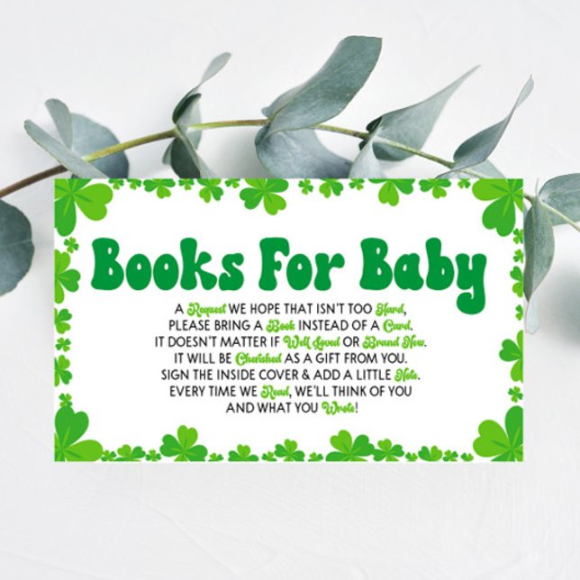 Carte D'accompagnement Livres Baby shower Shamrock Vert Pour Baby Card (Créateur téléchargé)