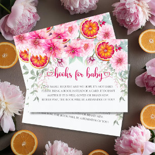 Carte D'accompagnement Livres Baby showers Citrus & Fleurs Roses Pour Béb