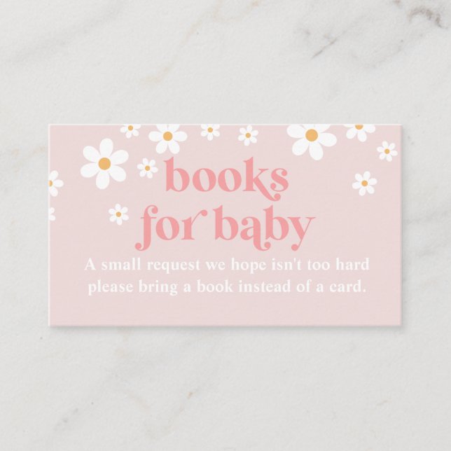 Carte D'accompagnement Livres Baby showers Daisy Pink Retro pour bébé (Devant)