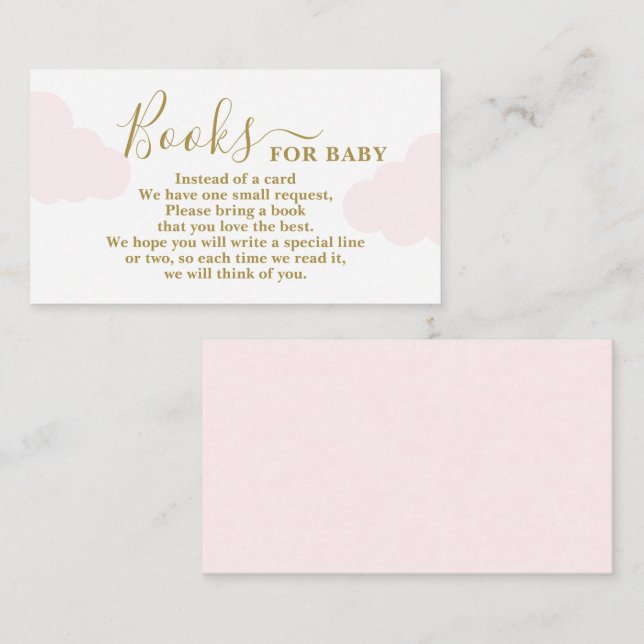 Carte D'accompagnement Livres Baby showers de nuages roses pour Baby Card (Devant / Derrière)
