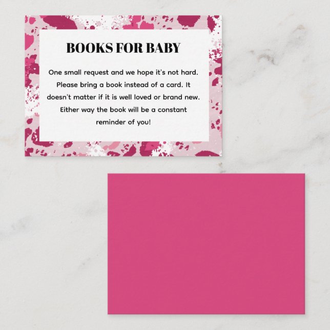 Carte D'accompagnement Livres Baby showers En Camo Rose Pour Bébé (Devant / Derrière)