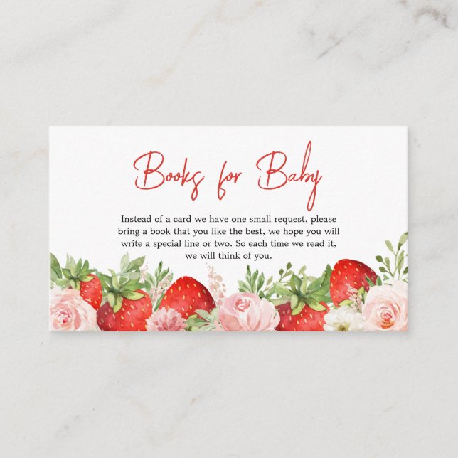 Carte D'accompagnement Livres Baby showers fraises pour bébé (Devant)