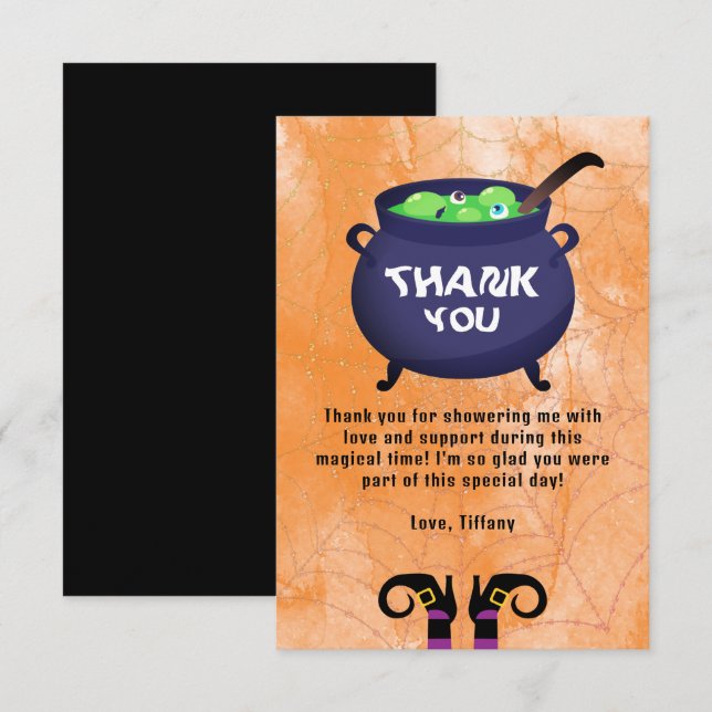 Carte D'accompagnement Livres Baby showers Halloween pour le Merci bébé (Devant / Derrière)