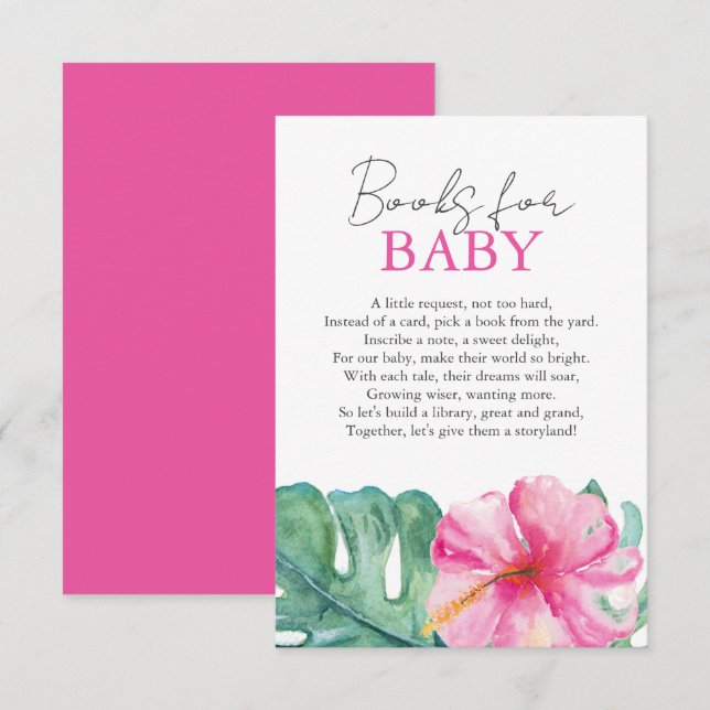 Carte D'accompagnement Livres Baby showers Hawaïens Pour Bébé (Devant / Derrière)