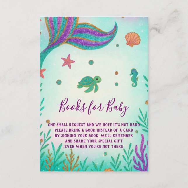 Carte D'accompagnement Livres Baby showers Mermaid pour bébé (Devant)