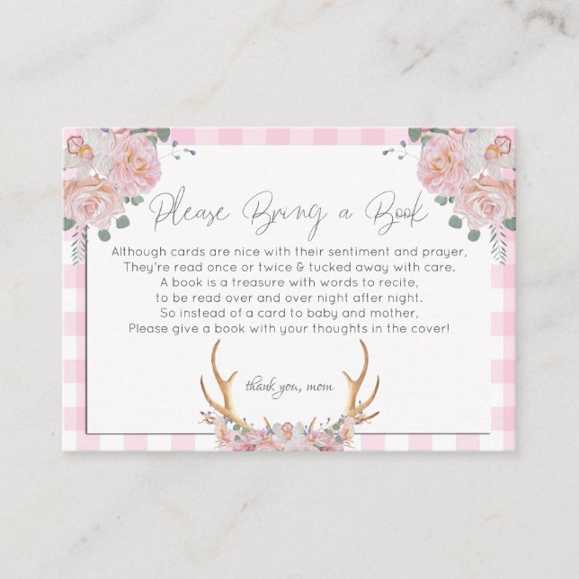 Carte D'accompagnement Livres baby showers pour bébé | Pink Floral Baby (Devant)
