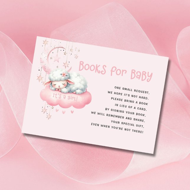 Carte D'accompagnement Livres Baby showers pour bébé Pink Little Lamb (Créateur téléchargé)