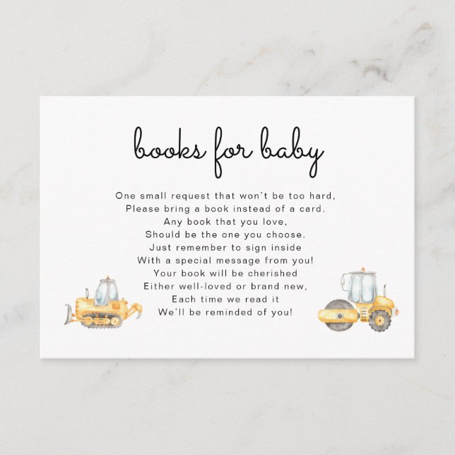 Carte D'accompagnement Livres Baby Under Construction pour Baby Card (Devant)