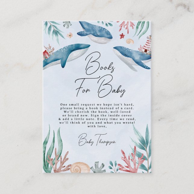 Carte D'accompagnement Livres baleine sous la mer pour bébé garçon Baby S (Devant)