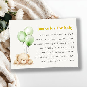 Carte D'accompagnement Livres Bearly Wait Balloon Vert Pour Baby shower