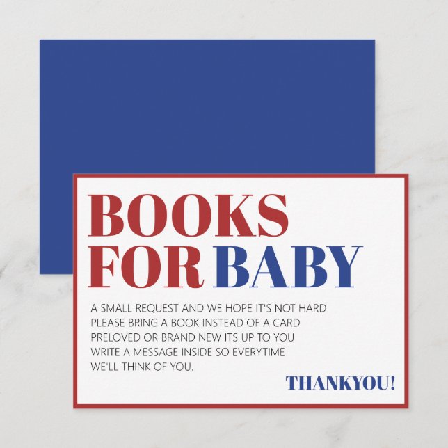 Carte D'accompagnement Livres blancs et bleus rouges pour 4 juillet bébé (Devant / Derrière)