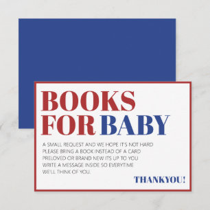 Carte D'accompagnement Livres blancs et bleus rouges pour 4 juillet bébé
