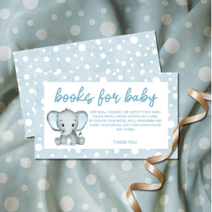 Carte D'accompagnement Livres bleu Eléphant mignon pour bébé