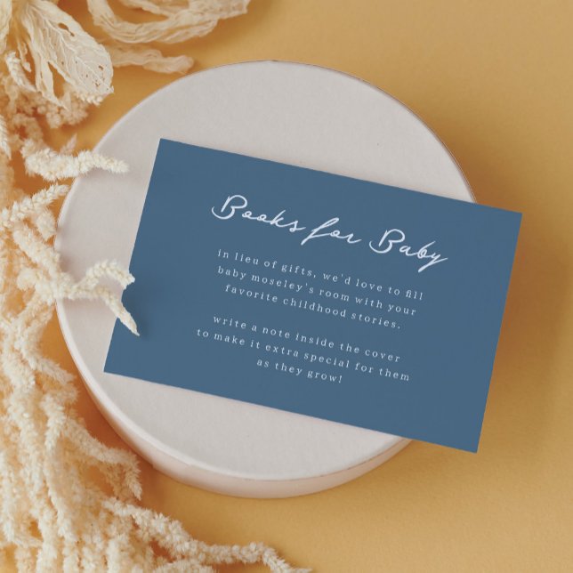 Carte D'accompagnement Livres bleus et blancs pour Baby shower bébé (Blue Books for Baby enclosure card. Made to coordinate the Nautical Sailboat Baby Shower collection.)