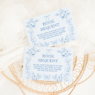 Carte D'accompagnement Livres Bleus Français Victorien Pour Baby Shower