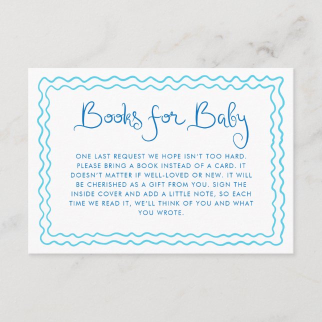 Carte D'accompagnement Livres bleus manuscrits fantaisistes pour bébé (Devant)