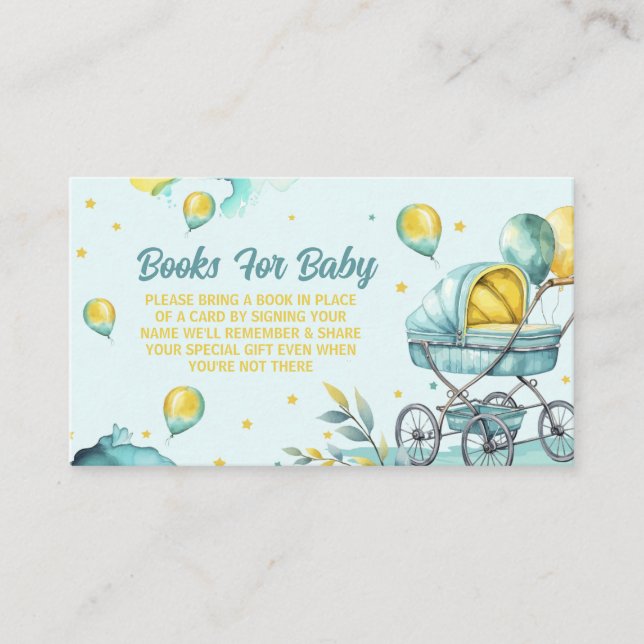 Carte D'accompagnement Livres Bleus pour bébé - Demande de Baby shower Li (Devant)