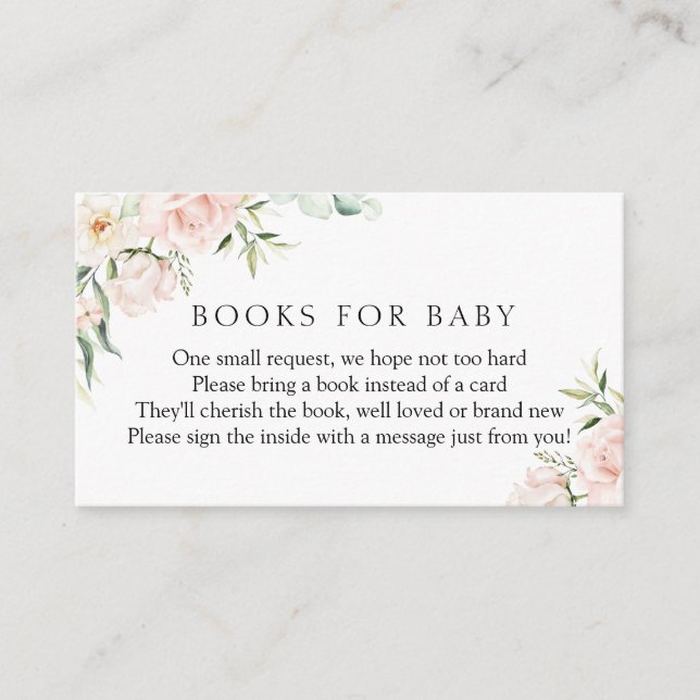 Carte D'accompagnement Livres Blush et Greenery pour bébé (Devant)