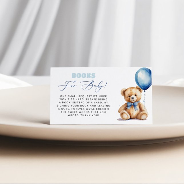 Carte D'accompagnement Livres Bolos Bleus Pour Baby shower Bébé Garçon (Créateur téléchargé)