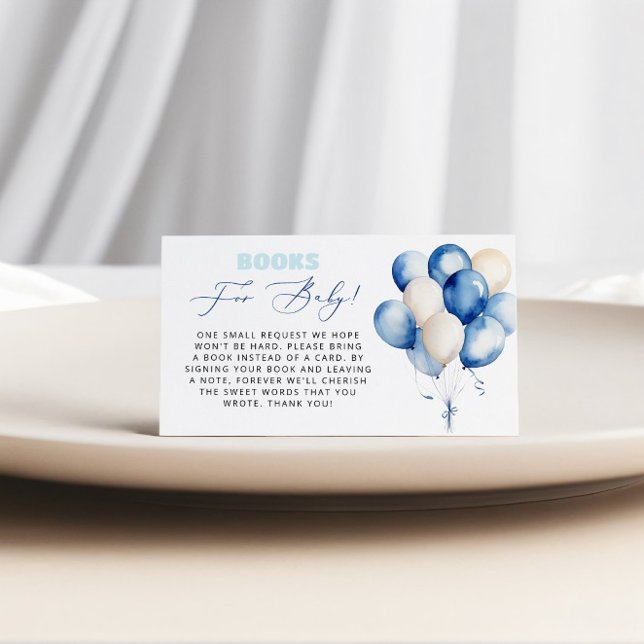 Carte D'accompagnement Livres Bolos Bleus Pour Baby shower Bébé Garçon (Créateur téléchargé)