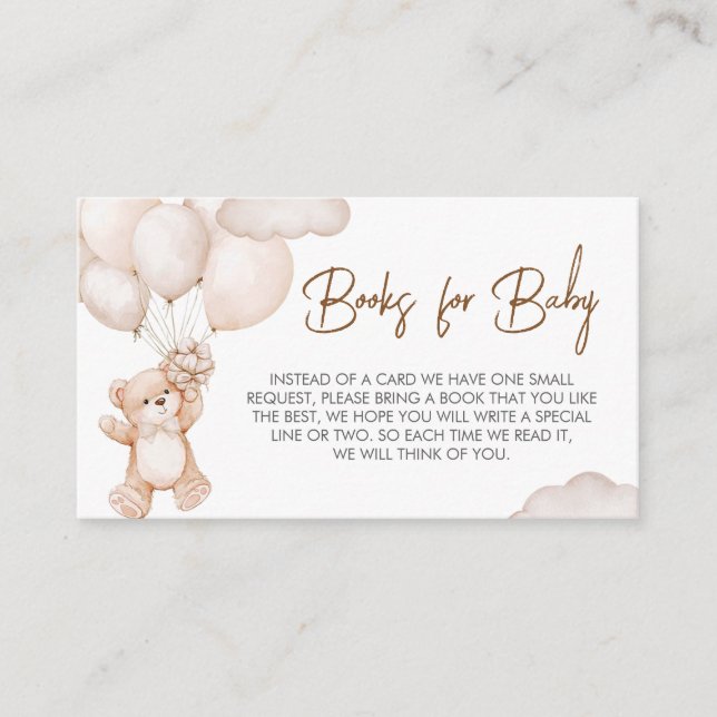 Carte D'accompagnement Livres Brown de Baby shower de ballons pour bébé (Devant)