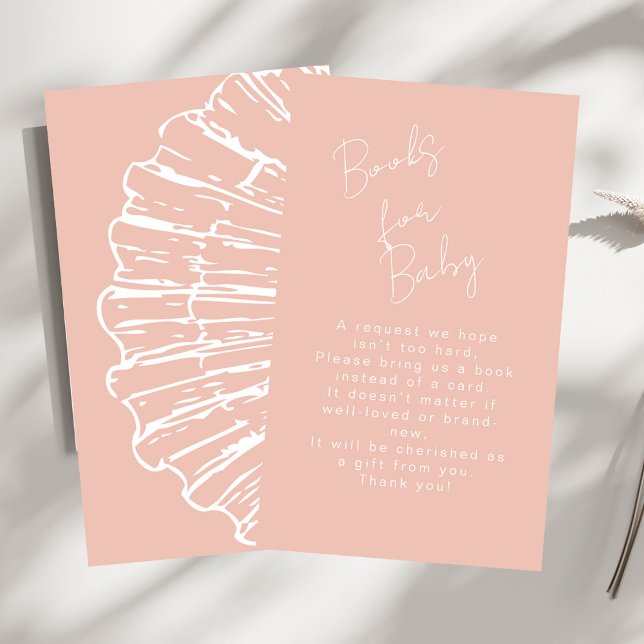 Carte D'accompagnement Livres Chic Pink Scallop Shell Pour Bébé Fille Dou (Créateur téléchargé)