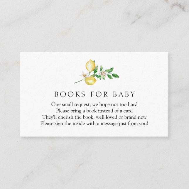 Carte D'accompagnement Livres citron pour bébé (Devant)