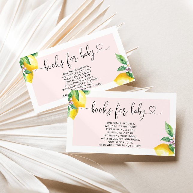 Carte D'accompagnement Livres citron rose aquarelle pour billet bébé (Créateur téléchargé)