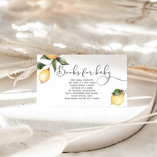 Carte D'accompagnement Livres citrons d'aquarelle pour billet bébé (Créateur téléchargé)