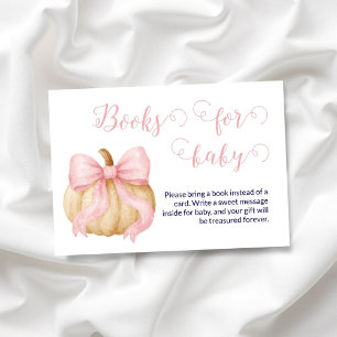 Carte D'accompagnement Livres Citrouilles à arc rose pour Baby shower de