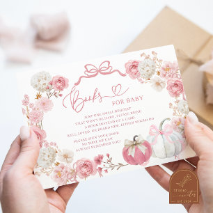 Carte D'accompagnement Livres Citrouilles blancs et roses pour bébé