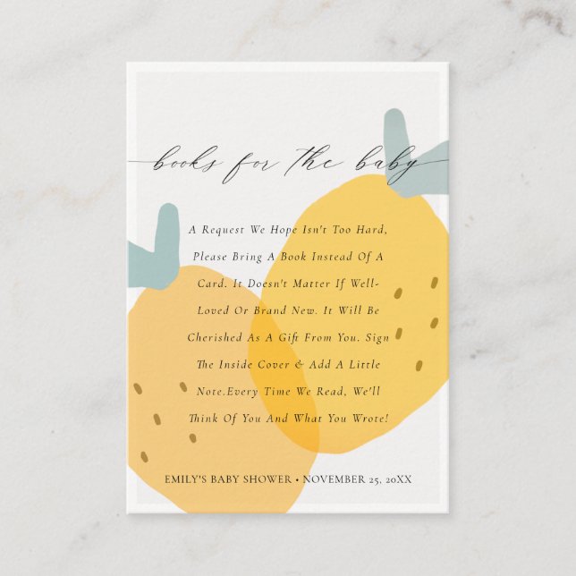 Carte D'accompagnement Livres Citrus Fruité Citron Jaune Pour Baby shower (Devant)