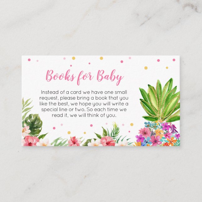 Carte D'accompagnement Livres d'ananas à fleurs tropicales pour bébé (Devant)