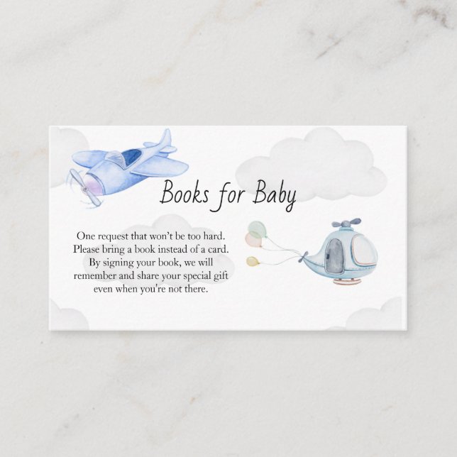 Carte D'accompagnement Livres d'avion pour bébé (Devant)