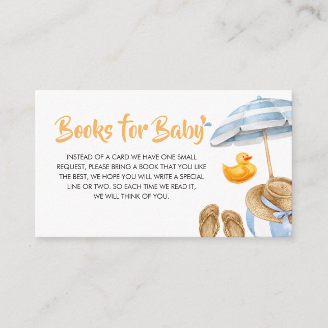 Carte D'accompagnement Livres de Baby shower à éclaboussures bleues pour  (Devant)