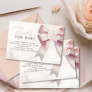 Carte D'accompagnement Livres de Baby shower à fleurs de Bow rose pour bé