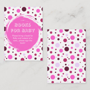 Carte D'accompagnement Livres de Baby Shower à pois roses pour bébé