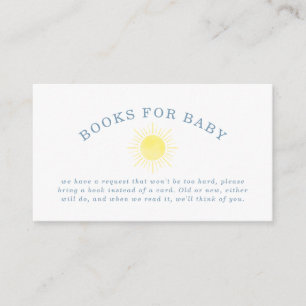 Carte D'accompagnement Livres de Baby Shower Bébé Gingham Bleu Soleil Jau