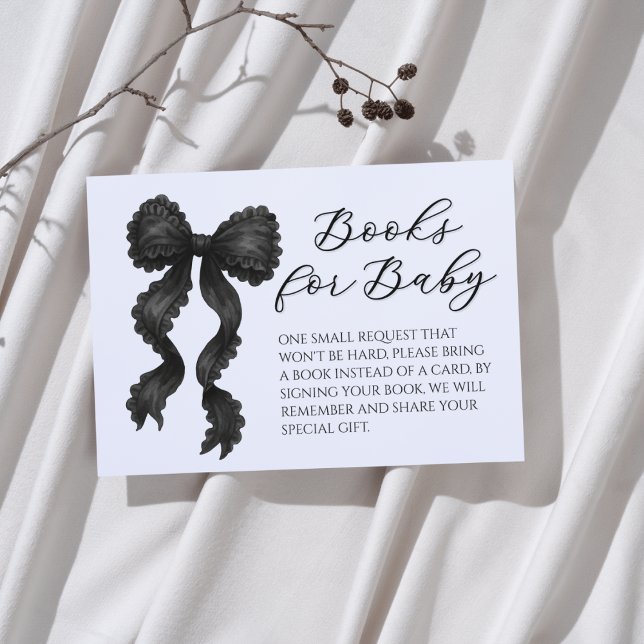 Carte D'accompagnement Livres de Baby shower Black Bow pour bébé (Créateur téléchargé)
