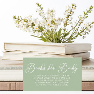 Carte D'accompagnement Livres de Baby shower blanc Sage Green pour bébé