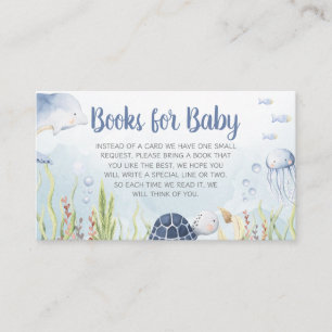 Carte D'accompagnement Livres de Baby Shower Bleu sous la Mer pour Bébé