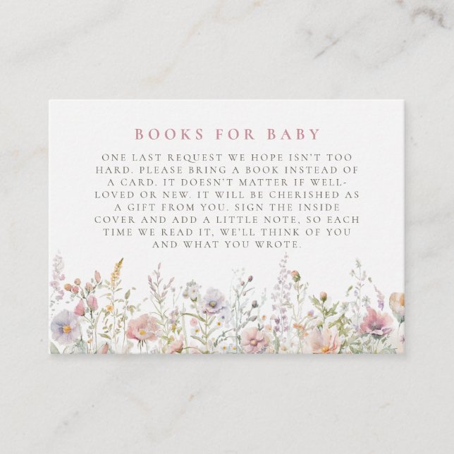 Carte D'accompagnement Livres de Baby shower Blush Meadow pour bébé (Devant)