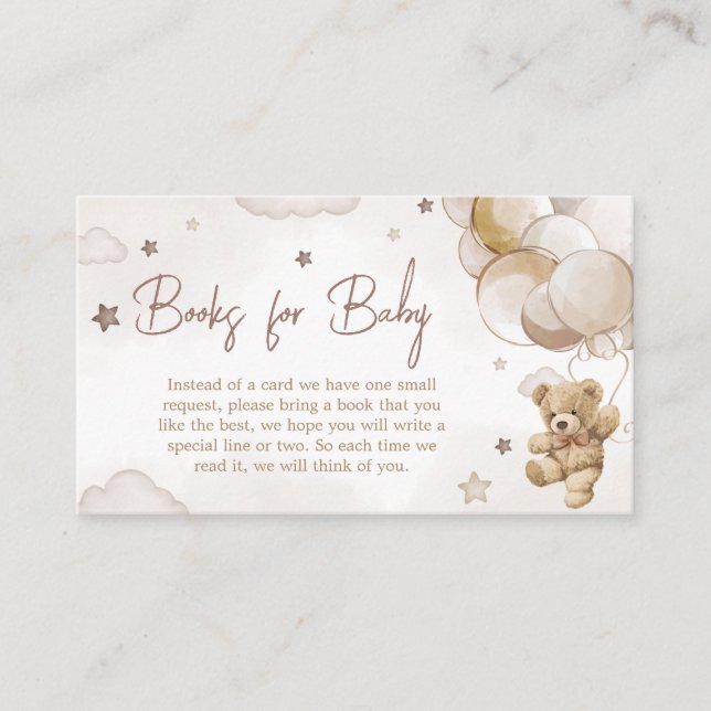 Carte D'accompagnement Livres de Baby shower Brown pour ours à ballon pou (Devant)