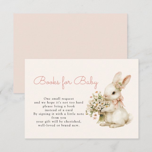 Carte D'accompagnement Livres de Baby shower Bunny pour bébé (Devant / Derrière)